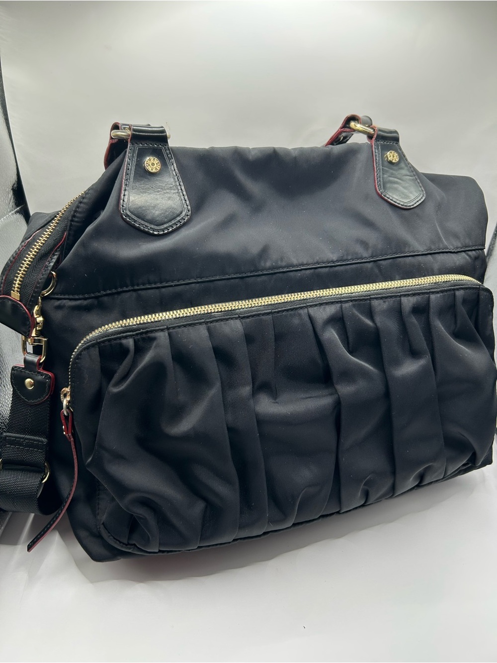 MZ Wallace Black Nylon Tote with Red-Trim - Picture 2 of 11